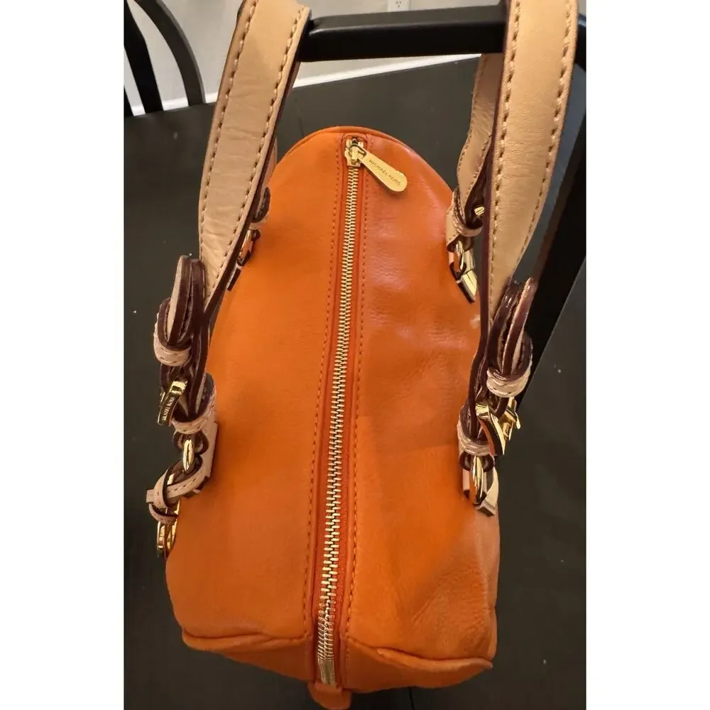 Michael Kors Grayson Medium Satchel In Orange Pebbled Leather